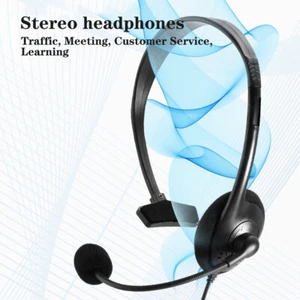 Wired Computer Headset with Mic 3.5mm Call Center Headphone For Skype PC Laptop - Picture 1 of 15