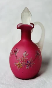 Fenton Cranberry Satin Hand Painted Curet - Picture 1 of 8