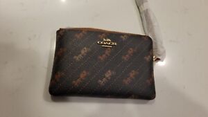 NEW! COACH Corner Zip Wristlet-Horse and Carriage Dot Print/Gold C4466