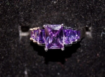 Anillo Lujo 3.4 cttw Corte Princesa Púrpura Gogerous.  talla 8 Foto 1 de 4