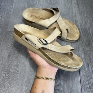 Mephisto Women's Helen Slide Beige Suede Sandals Slip On Size 39 US 9 - Picture 1 of 9