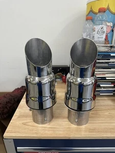 Corsa marine muffler tips ASR 4 inch diameter Stainless Angle Cut New $1200 Boat - Bild 1 von 9