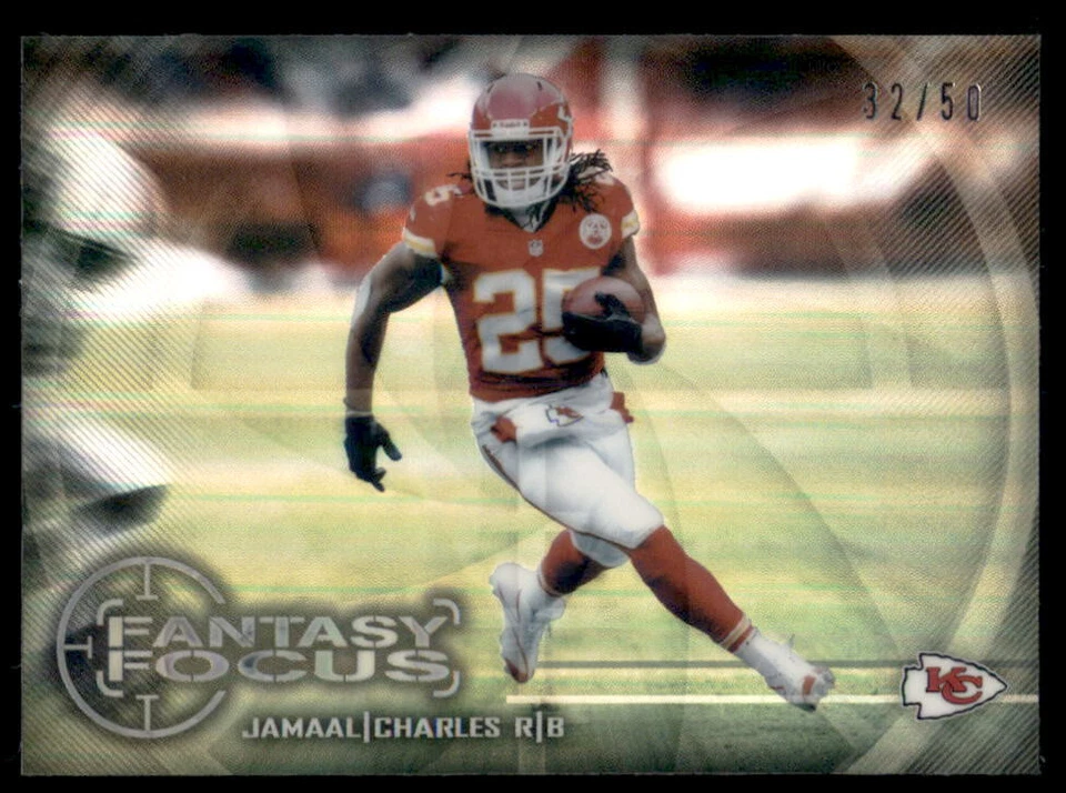 2014 Topps Chrome Mini Jamaal Charles Fantasy Focus Refractor #'d 32/50 - Image 1 of 2