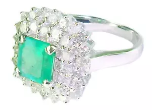 2.40ct Emerald & Diamond Ring in 18K White Gold - Picture 1 of 8