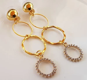 OHRCLIPS  CLIPS GOLDFARBEN STRASS  SILIKONPOLSTER - Bild 1 von 2