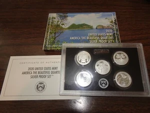 2020 America the Beautiful Quarter Silver Proof Set U.S. Mint OGP COA - Foto 1 di 2