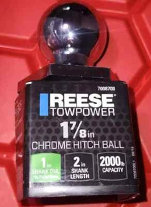 Reese Towpower 7008700 1-7-8" Chrome Steel Interlock Hitch Ball - Picture 1 of 3