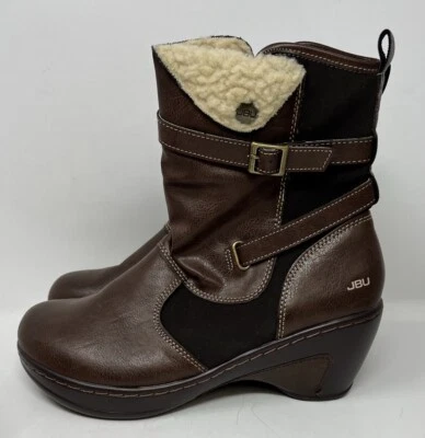 Botas de tacón de cuña superior veganas marrón madera sandalia JBU by Jambu talla 8 usadas en excelente estado Foto 1 de 4
