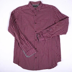 Banana Republic Mens Size L Luxe Flannel Long Sleeved Shirt Slim Fit Red Check - Picture 1 of 9