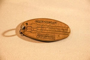 Vintage Brass Chevrolet Key Ring stamped on reverse "Vashon Renal Car" - Picture 1 of 5