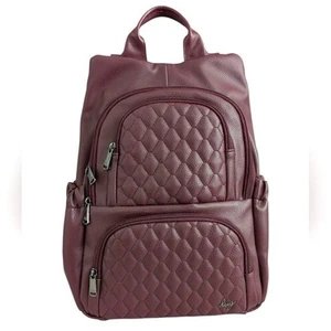 LUG Hatchback Vegan Leather Burgundy Quilted Backpack - Picture 1 of 11