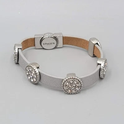 Pulsera de cuero Chicos cristal estrás cierre magnético 7" Foto 1 de 4