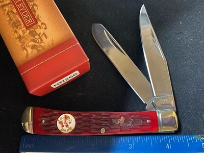 Rough Rider Red Trapper Knife, Missing Shield, Has Louisville Cardinal Emblem - Image 1 of 3