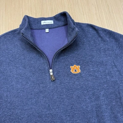 Pullover Peter Millar Auburn University Quarter Zip azul marino para hombre talla grande Foto 1 de 4