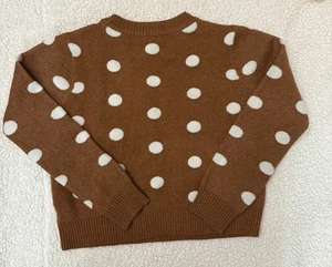 Copper Key Girls Sweater Brown White Polka Dot Size Medium - Picture 1 of 8