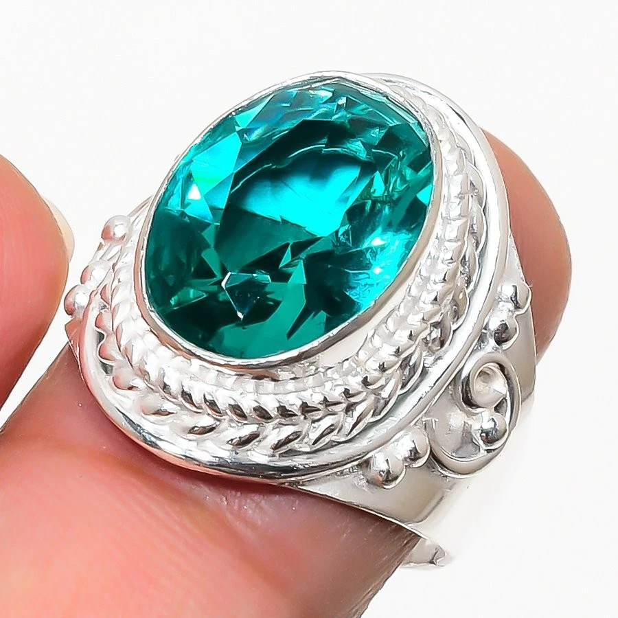 Anillo de plata esterlina 925 con piedras preciosas de turmalina como nuevo para regalo Foto 1 de 1