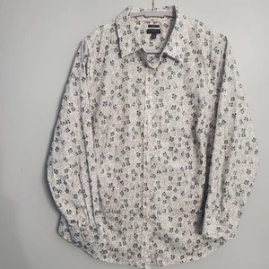 Talbots Women's Gray Black Pink White Floral Button Up Long Sleeve Top 14W NWOT - Picture 1 of 13