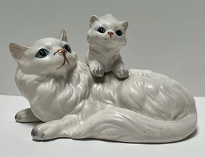 Vintage Napcoware C-5639/sp White Ceramic Persian Cat And Kitten Japan - Picture 1 of 10