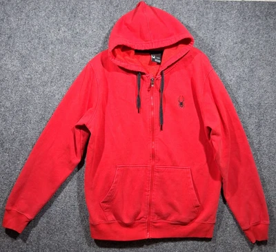 Sudadera con Capucha Spyder Juvenil Grande Niños Cremallera Completa Polar Color Rojo Negro Logo Foto 1 de 4