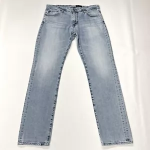 AG Adriano Goldschmied Jeans Mens 36X34 Blue Straight Light Denim Washed Faded - Picture 1 of 23