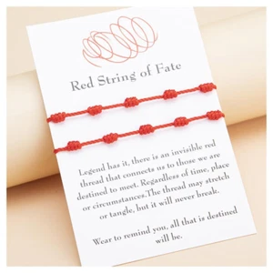 Red Rope Cord Handmade Lucky for Family7 Knot kabbala armband, rotes armband Adj - Bild 1 von 6