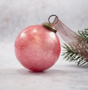 Adorno de Navidad melocotón 3 pulgadas bola de vidrio de mercurio agrietado decoración navideña - Imagen 1 de 2