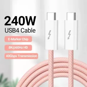 ⚡️Thunderbolt 4 Pro 40Gbps USB4 USB Type C 240W Light Red Data Cable 6 ft - Picture 1 of 9