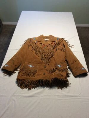 CHAQUETA LEW MAGRAM COLECCIÓN FLECOS AZTECA GAMUZA 100% CUERO MUJER TALLA XL  Foto 1 de 4