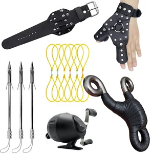6Pcs Fishing Slingshot Kit Catapult Fishing Reel Outdoor Archery Hunting Gear - Picture 1 of 8