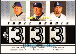 UD MVP 2003 SCHILLING CLEMENS BROWN MLB THREE BAGGER TRIPLE GAME USED BASE BGSCB - Bild 1 von 2