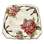 Christmas Poinsettias Yuletide Celebration  222 Fifth Fine China Square 9in Dish