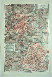 Plauen, Germany - Original 1913 City Map by Meyers. Antique - Picture 1 of 3