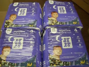 4 Pack-Hello Bello Nighttime Baby Diapers Size 4 22-37 lbs.-21 in each-Total 84 - Picture 1 of 7