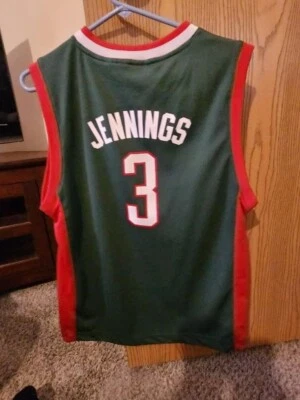 CAMISETA ADIDAS USADA NBA MILWAUKEE BUCKS BRANDON JENNINGS #3 JUVENIL TALLA L Foto 1 de 4