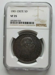 1901 Crete Silver 5D NGC VF35 - Picture 1 of 2