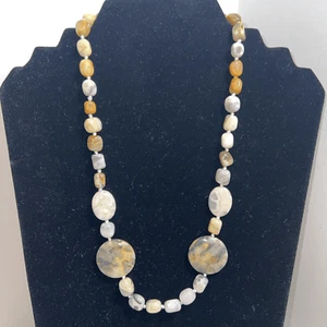 Jasper Hand Knotted Statement Necklace 21” Long Artesian Made Statement Piece - Picture 1 of 12