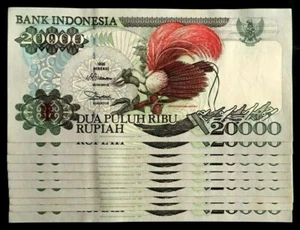 Indonesia 20,000 RUPIAH 20000 P-135 1995 x 10 Pcs Lot BIRD CLOVE MAP UNC NOTE - Picture 1 of 5
