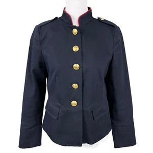 Talbots Petites 4P Navy Gold Button Lapels Military Equestrian Blazer Jacket - Picture 1 of 18