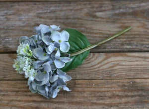 Hydrangea Artificial Flower Stem Blue 9 inch Floral Arranging Table Decor - Picture 1 of 4