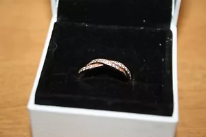 Authentic PANDORA Twist of Fate Ring, PANDORA Rose & Clear CZ Size 5 New  - Picture 1 of 5