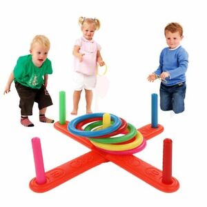 Toy Kids Hoop Ring Toss Plastic Quoits Garden Game Pool Toy Outdoor Fun Set 
