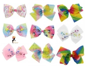 9" HAIR RIBBON BOWS Baby Girls kids Alligator Hair Bow Clips School Fashion Lot - Picture 1 of 10