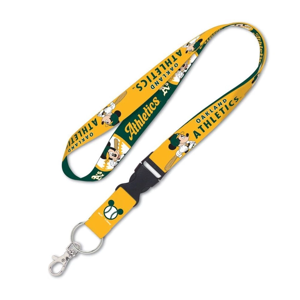 OAKLAND ATHLETICS MICKEY MOUSE DISNEY LANYARD DETACHABLE BUCKLE NEW WINCRAFT 👀 - Image 1 of 1