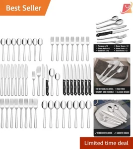 Ergonomic 72-Piece Silverware Set - Durable Stainless Steel for Every Occasion - Picture 1 of 9