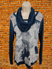 BNWT WOMENS NEXT UK 12 BLUE FLORAL LONG SLEEVE TOP BRUSHED COTTON NECK SCARF NEW