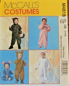 McCall's 4618 Girls Boys Monkey Pig Mouse Cat Costume Sewing Pattern Size 1-2-3 - Picture 1 of 4