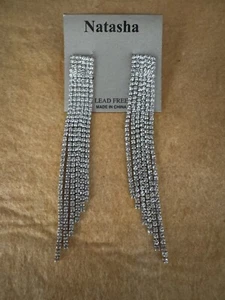Natasha Crystal Bling Post Drop Earrings - Picture 1 of 3