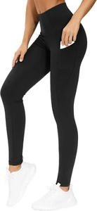 Thick High Waist Yoga Pants with Pockets, Tummy Control Workout Running Yoga - Picture 1 of 12