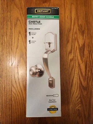 Defiant entry door handle, satin nickel finish, includes handle and knob - Image 1 of 2