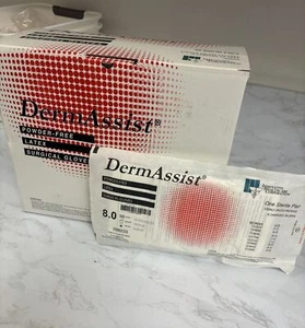 DermAssist LSFS Latex OP-Handschuhe, Größe 8 (Box mit 50 Paar) NEU IM KARTON - Bild 1 von 4